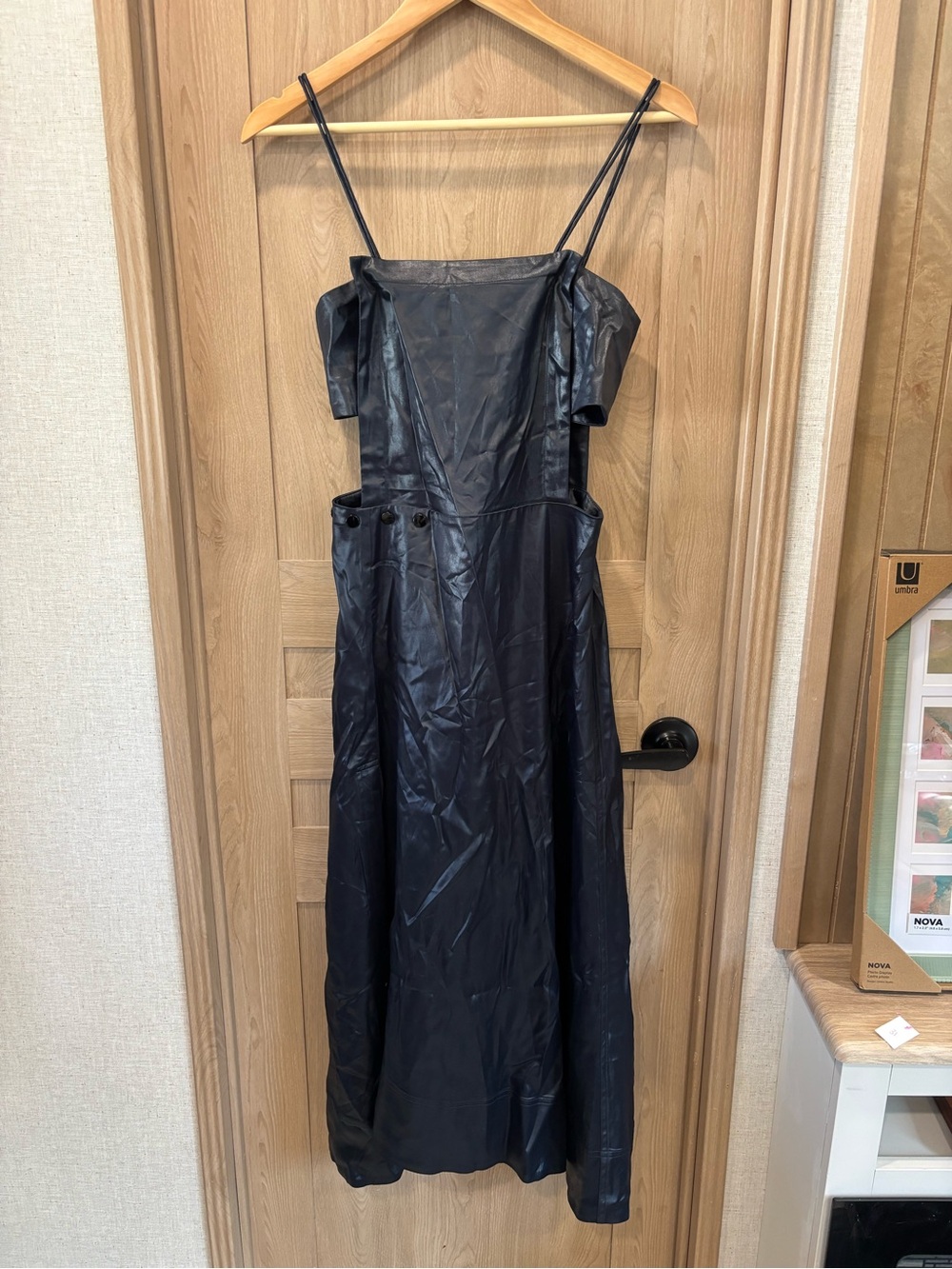 3.1 Phillip Lim Faux Leather Cut Out Maxi Dress Size 0 Whimsy Goth Formal